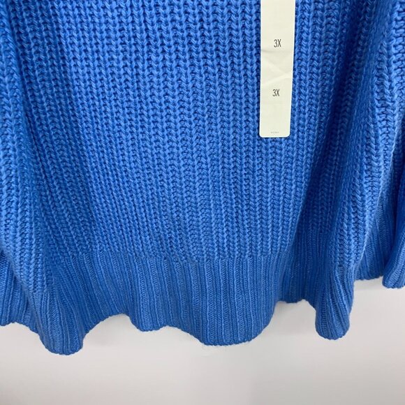 a.n.a Sweater Blue V Neck Ribbed Knit Long Sleeve Pullover - Picture 4 of 8
